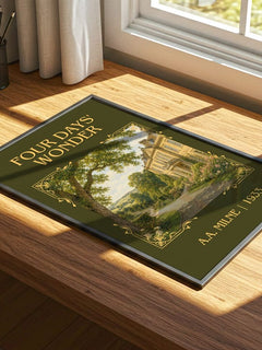 Four Days' Wonder Classic Book Art Print by A.A. Milne – print on a sunlit desk