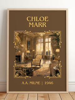 Chloe Marr Classic Book Art Print by A.A. Milne – framed print leaning on a wooden floor