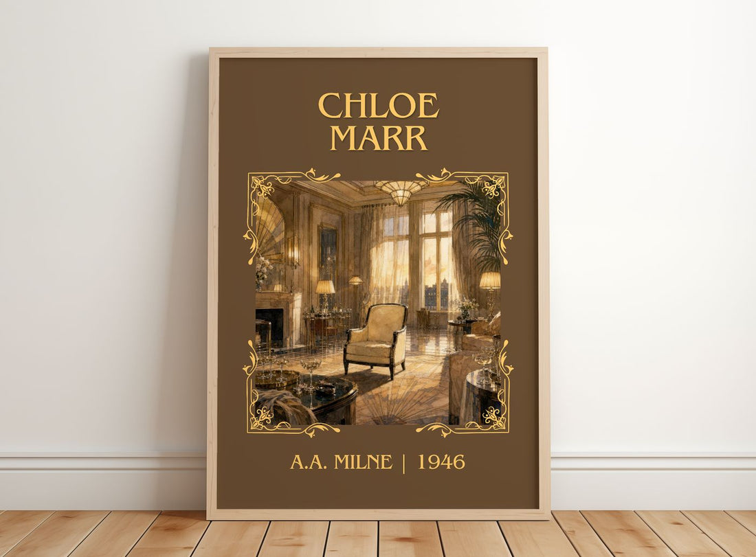 Chloe Marr Classic Book Art Print by A.A. Milne – framed print leaning on a wooden floor