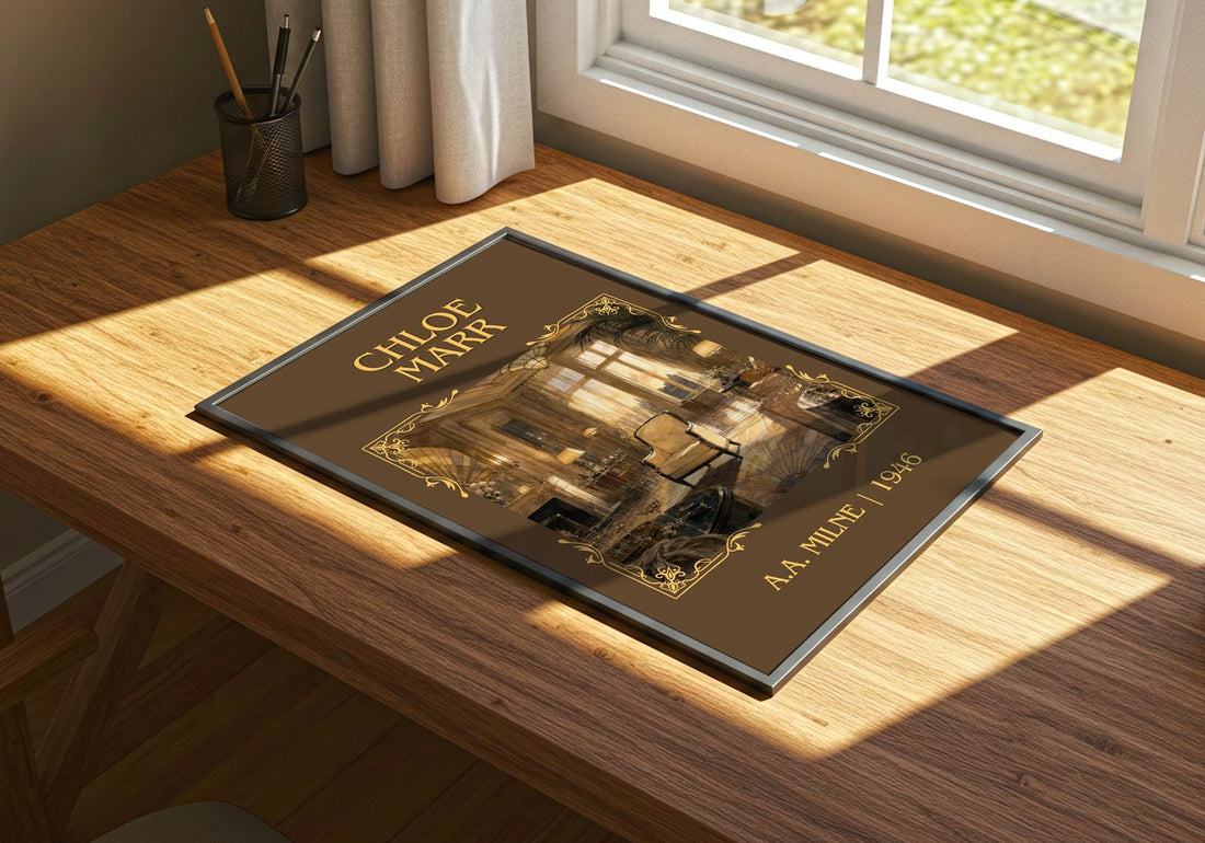 Chloe Marr Classic Book Art Print by A.A. Milne – print on a sunlit desk