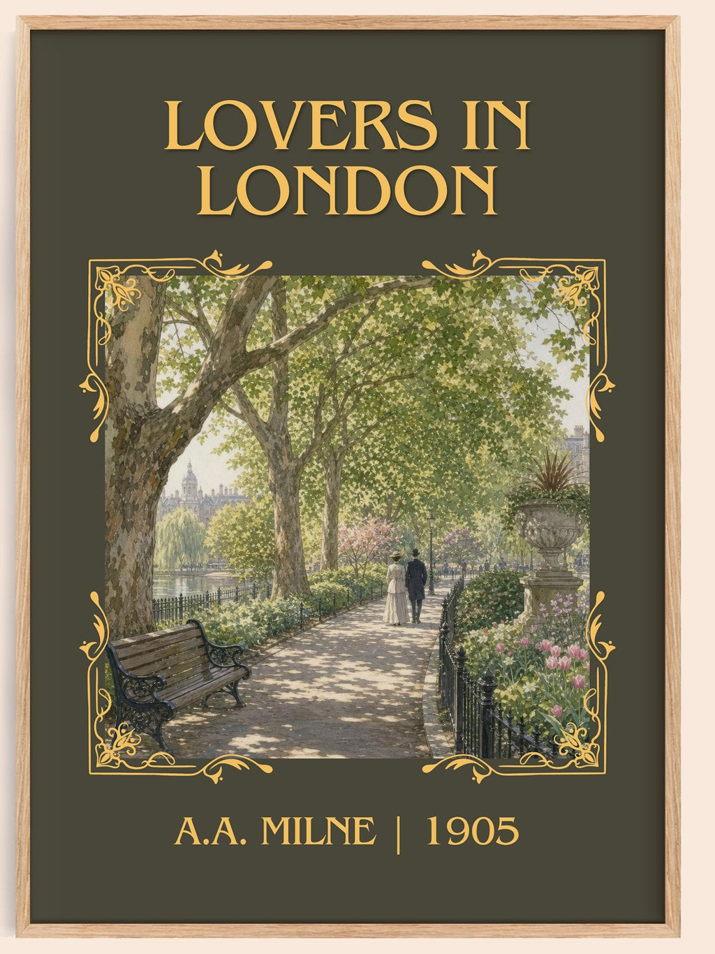 Lovers In London Classic Book Art Print by A.A. Milne – book poster