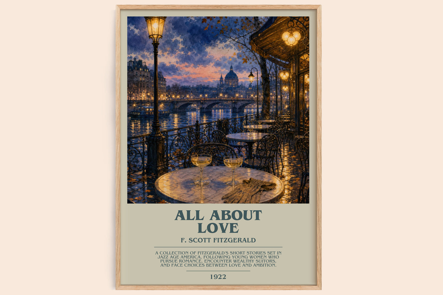 All About Love bookish book poster by F. Scott Fitzgerald – framed literary art print