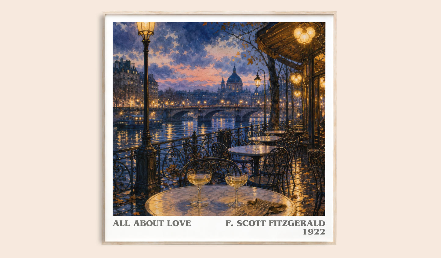 All About Love literary book poster by F. Scott Fitzgerald – framed literary art print
