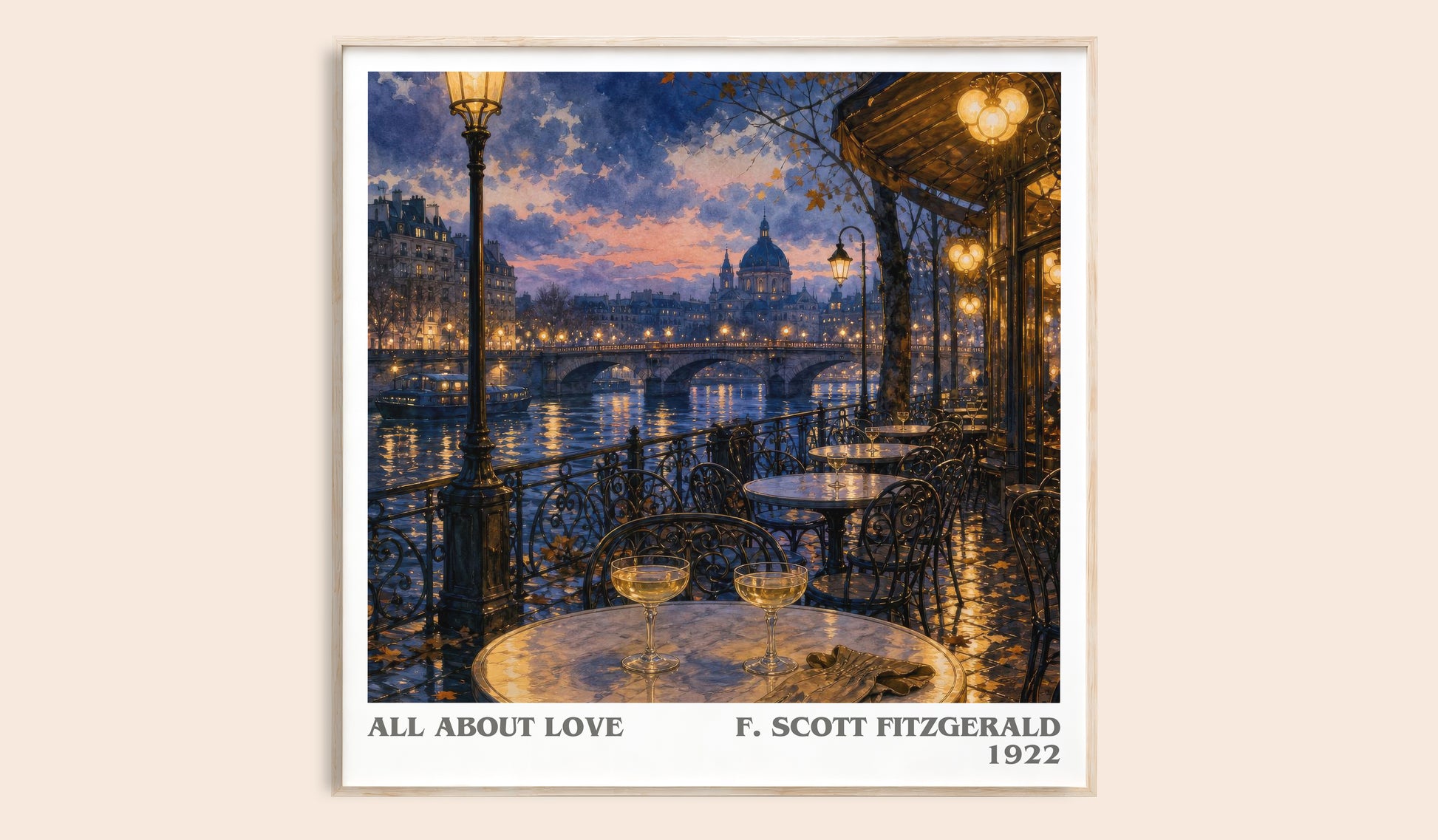 All About Love literary book poster by F. Scott Fitzgerald – framed literary art print