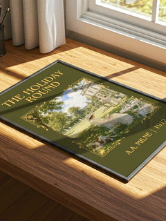 The Holiday Round Classic Book Art Print by A.A. Milne – print on a sunlit desk
