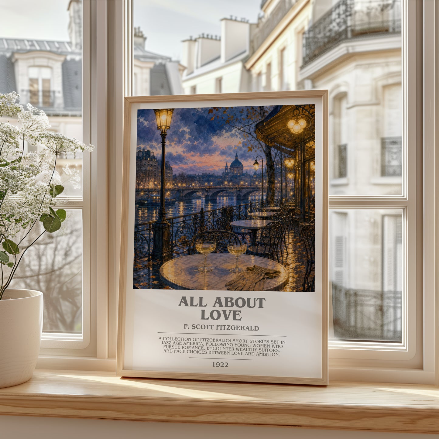 All About Love bookish poster colour and style options – F. Scott Fitzgerald book art