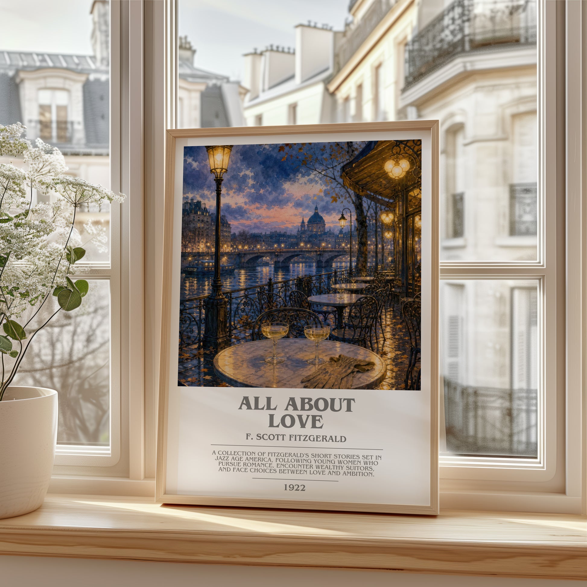 All About Love bookish poster colour and style options – F. Scott Fitzgerald book art