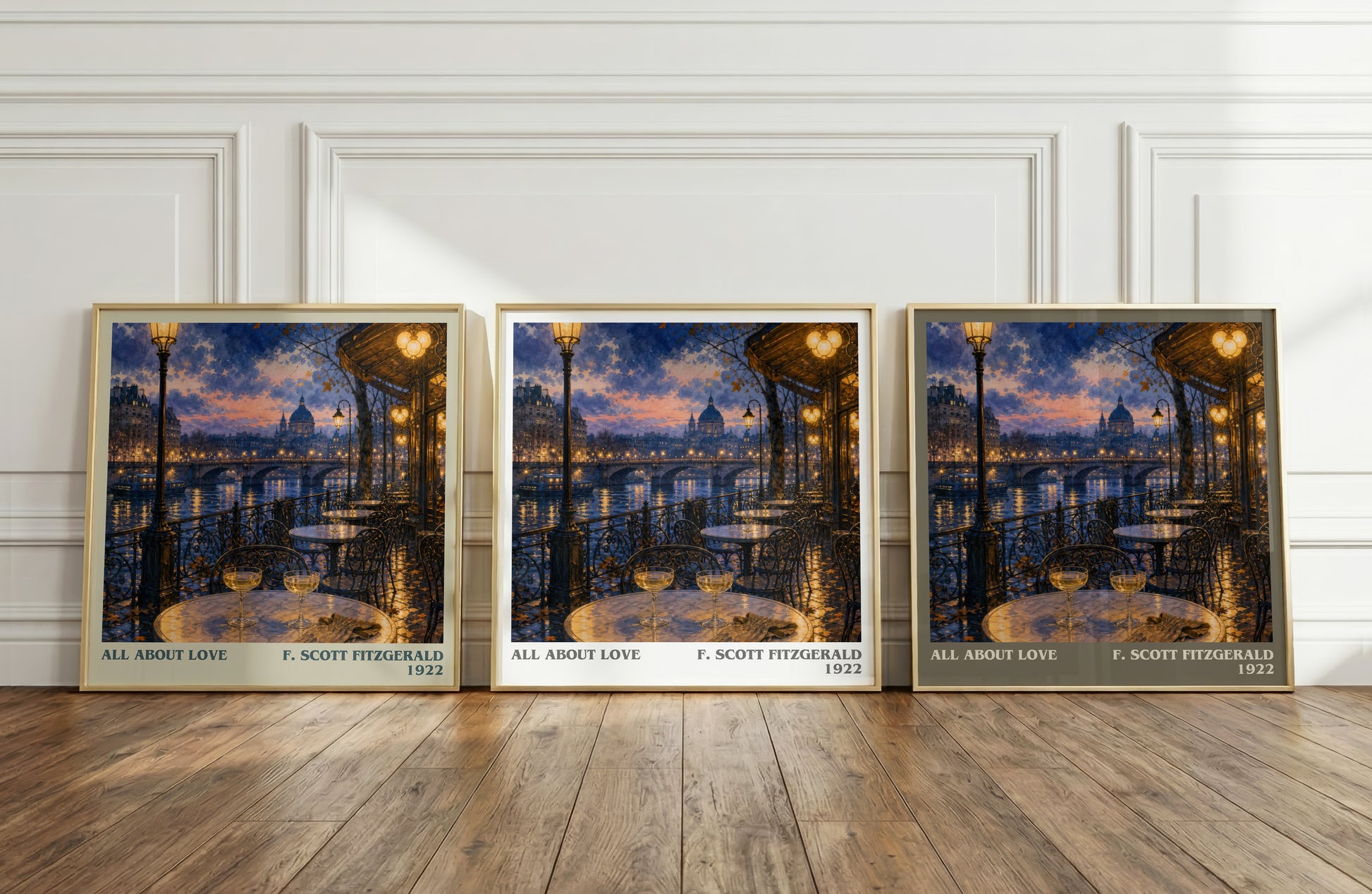 All About Love literary art print colour and style options – F. Scott Fitzgerald book art