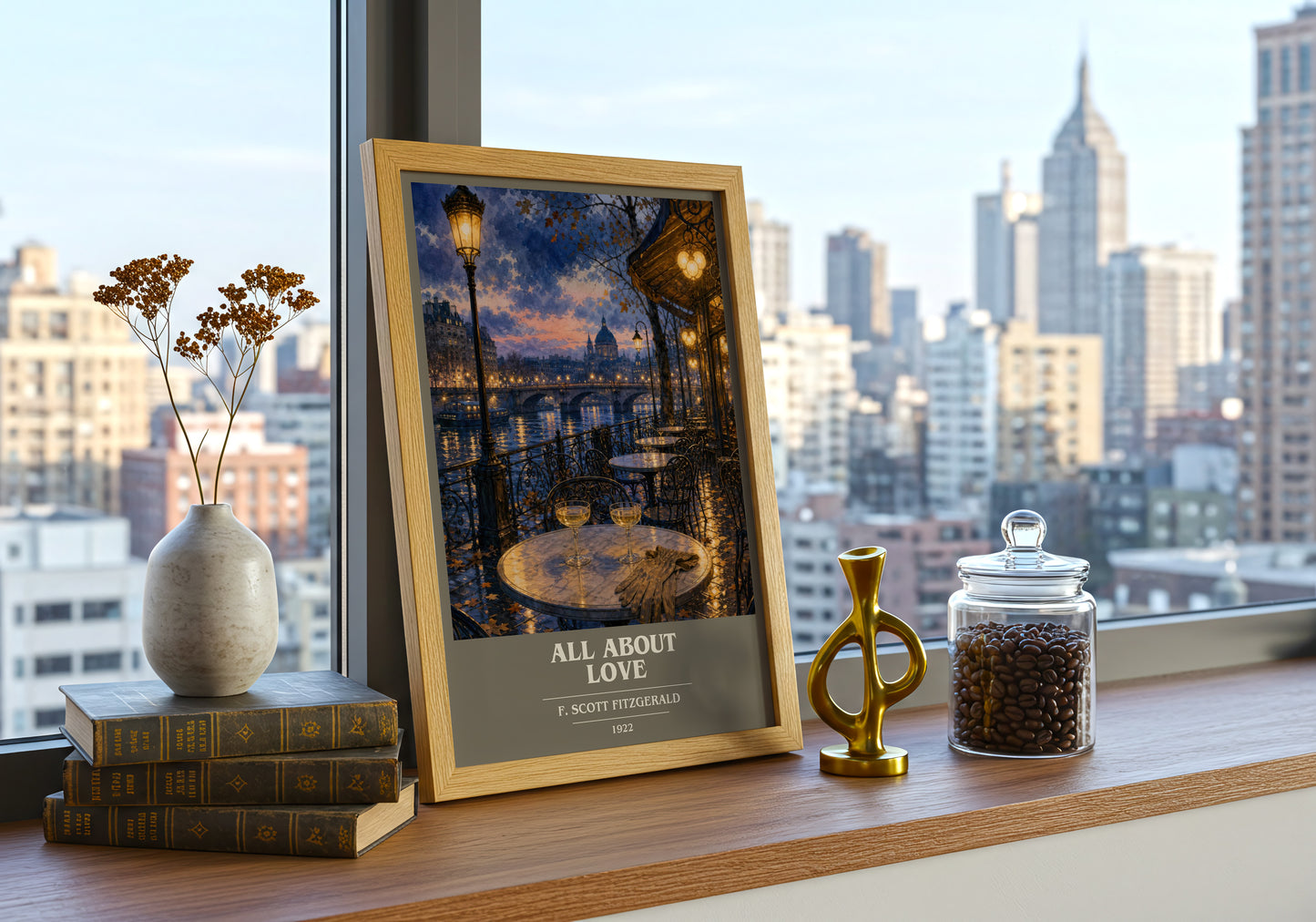 All About Love book cover print framed by window – literary home decor