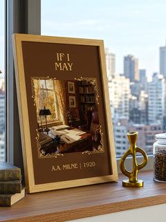 If I May Classic Book Art Print by A.A. Milne – framed print on a city-view windowsill