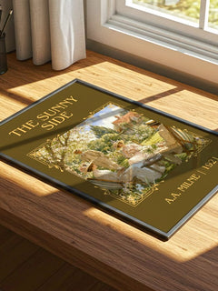 The Sunny Side Classic Book Art Print by A.A. Milne – print on a sunlit desk