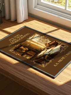 It'S Too Late Now (Autobiography) Classic Book Art Print by A.A. Milne – print on a sunlit desk