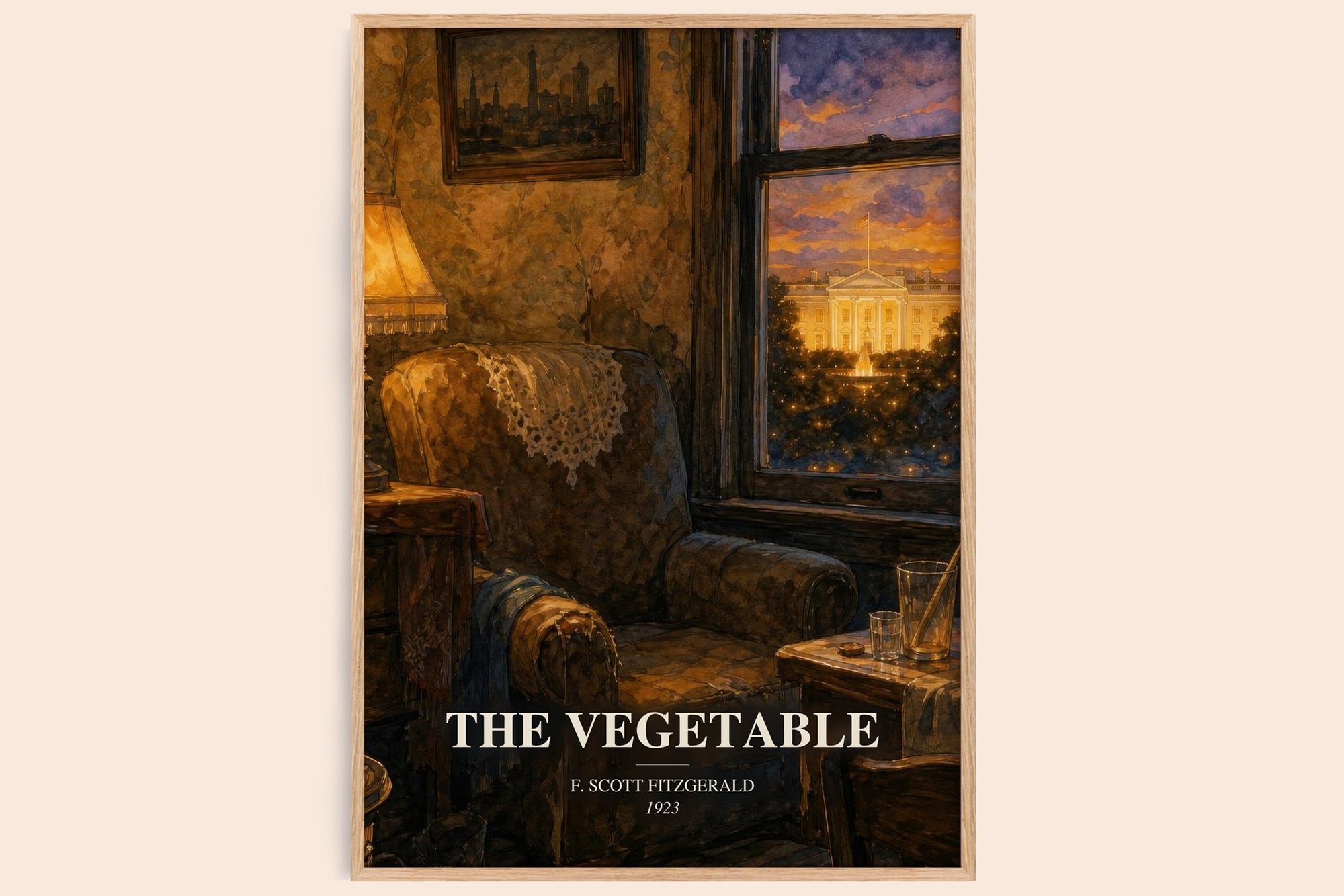 The Vegetable watercolour book poster by F. Scott Fitzgerald – framed literary art print