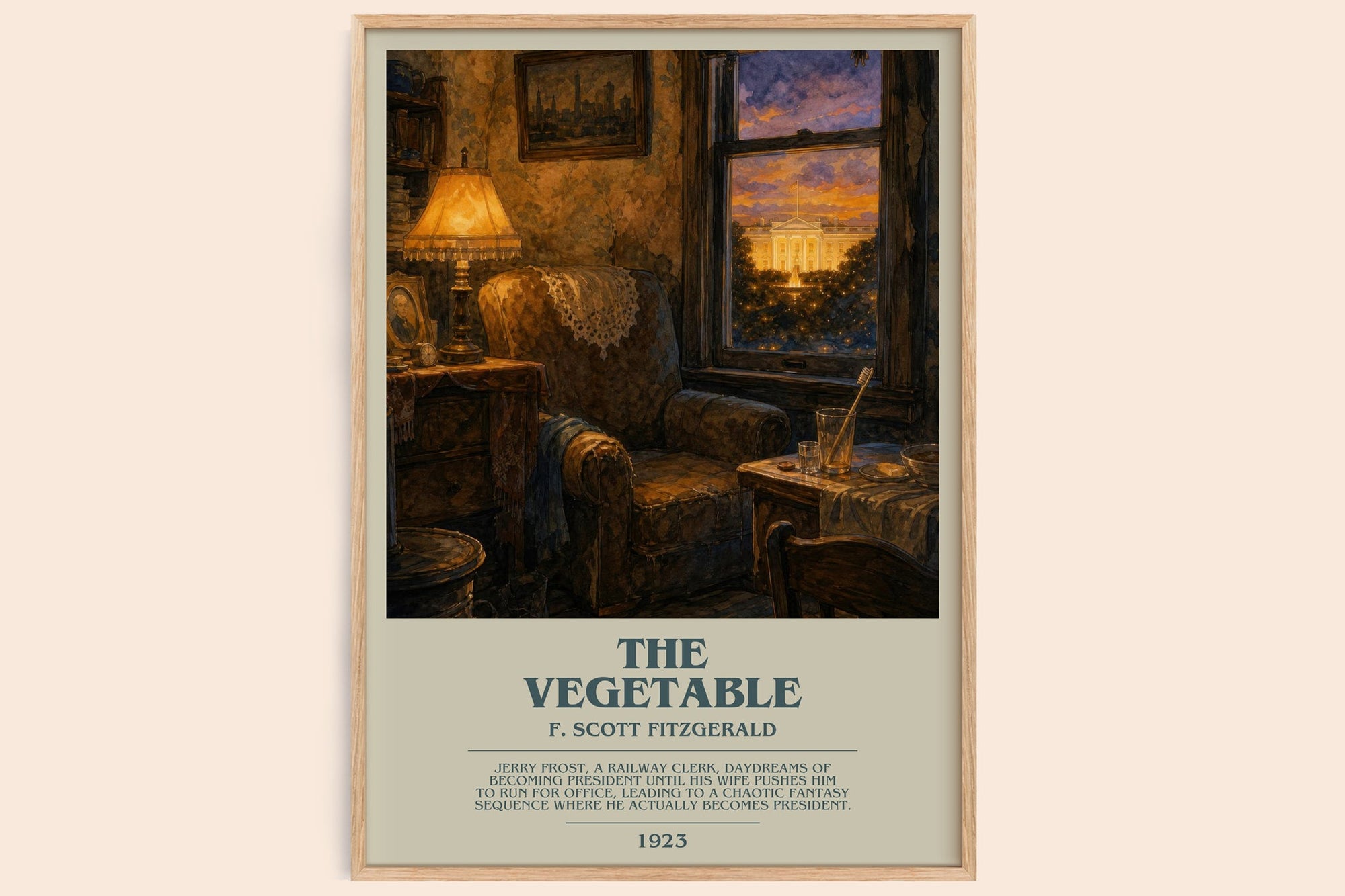 The Vegetable bookish book poster by F. Scott Fitzgerald – framed literary art print