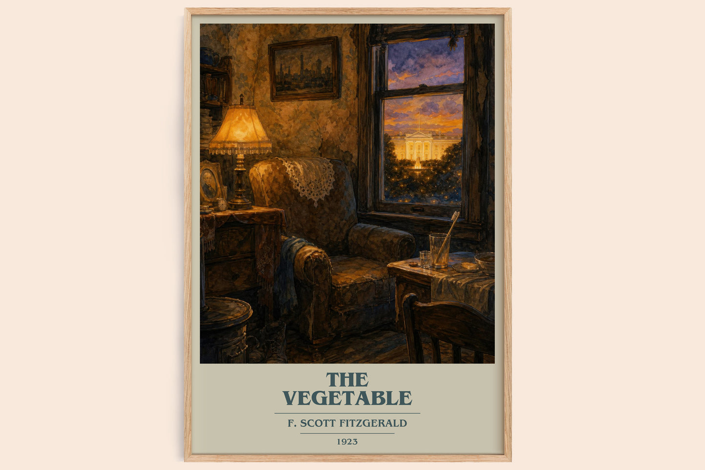 The Vegetable book cover book poster by F. Scott Fitzgerald – framed literary art print