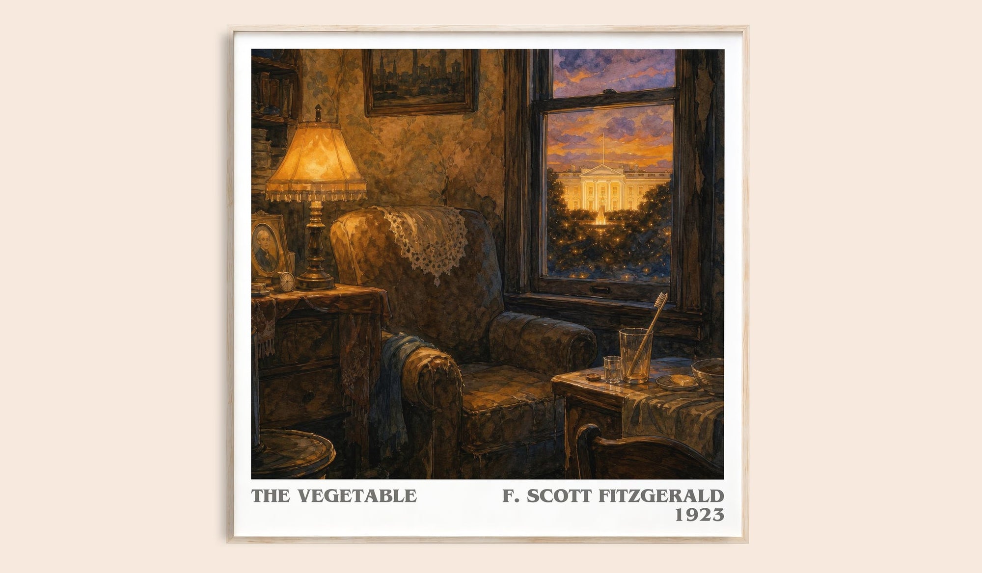The Vegetable literary book poster by F. Scott Fitzgerald – framed literary art print
