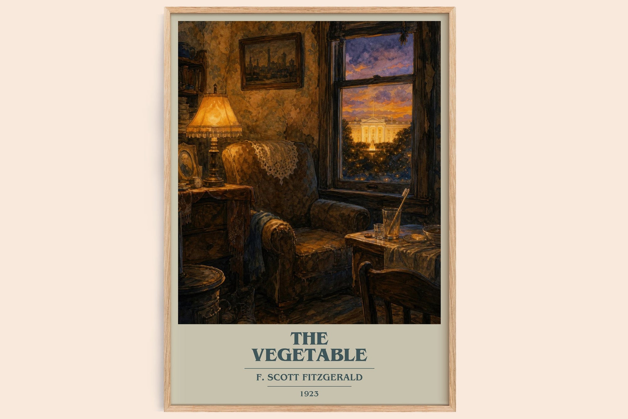 The Vegetable book cover book poster by F. Scott Fitzgerald – framed literary art print