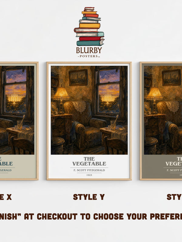 The Vegetable book cover print in frame leaning in hallway – satire wall art
