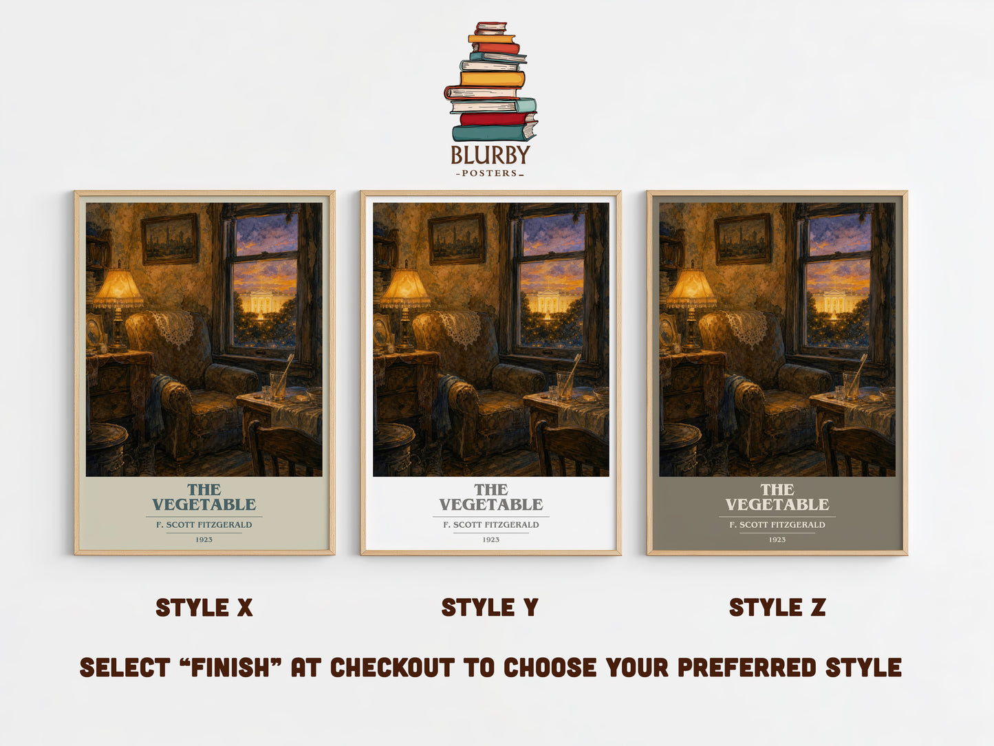 The Vegetable book cover print in frame leaning in hallway – satire wall art