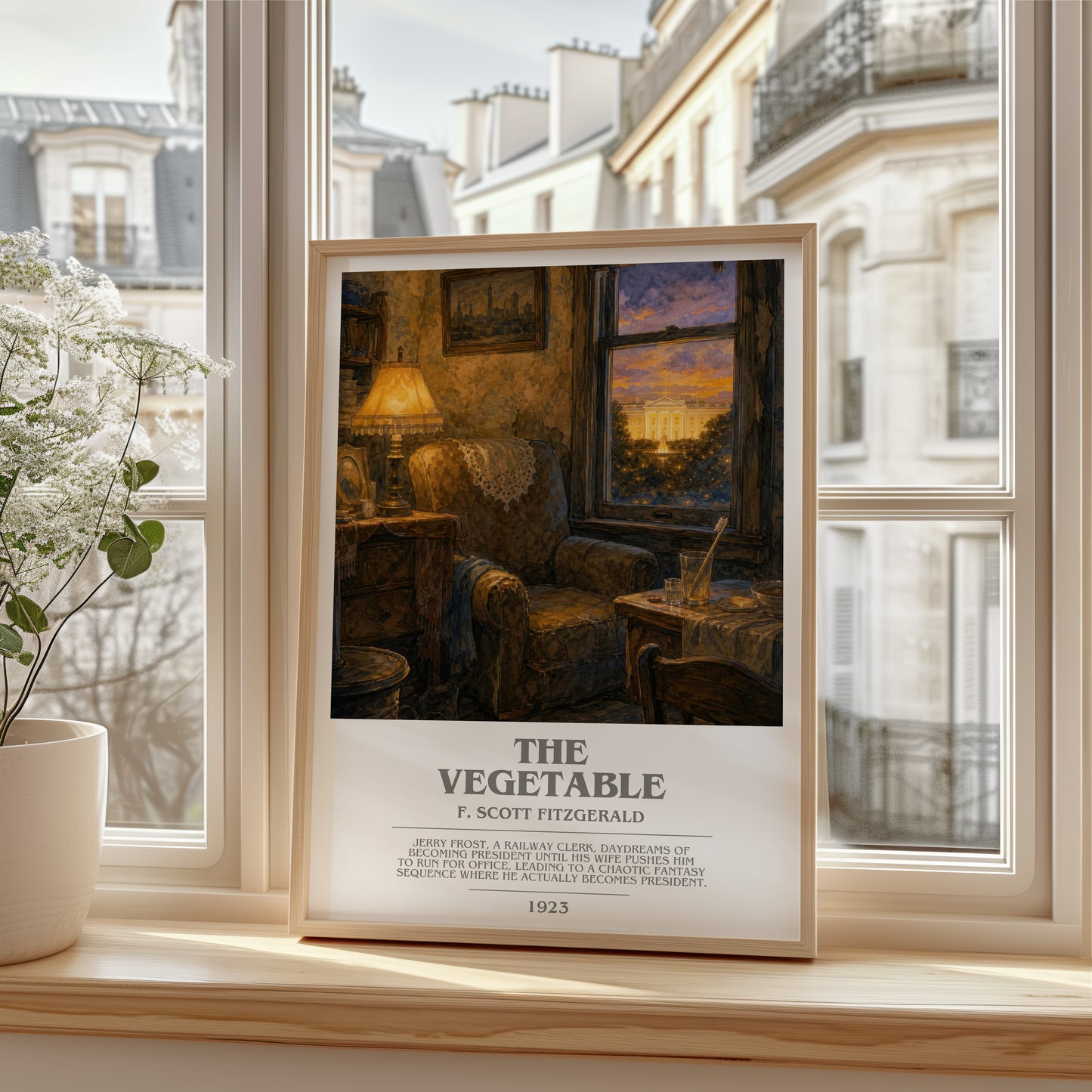 The Vegetable bookish poster colour and style options – F. Scott Fitzgerald book art
