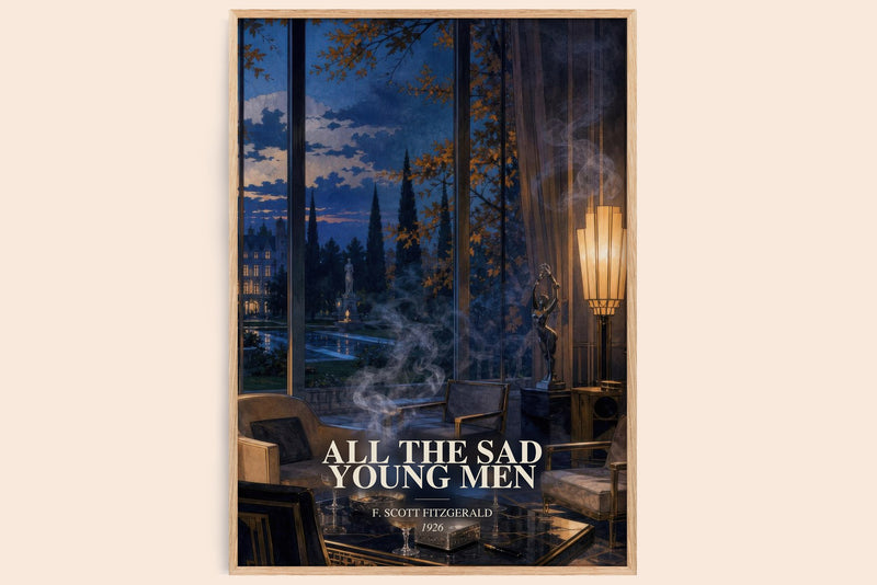 All The Sad Young Men watercolour book poster by F. Scott Fitzgerald – framed literary art print