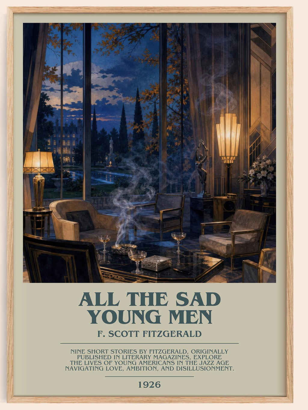 All The Sad Young Men bookish book poster by F. Scott Fitzgerald – framed literary art print