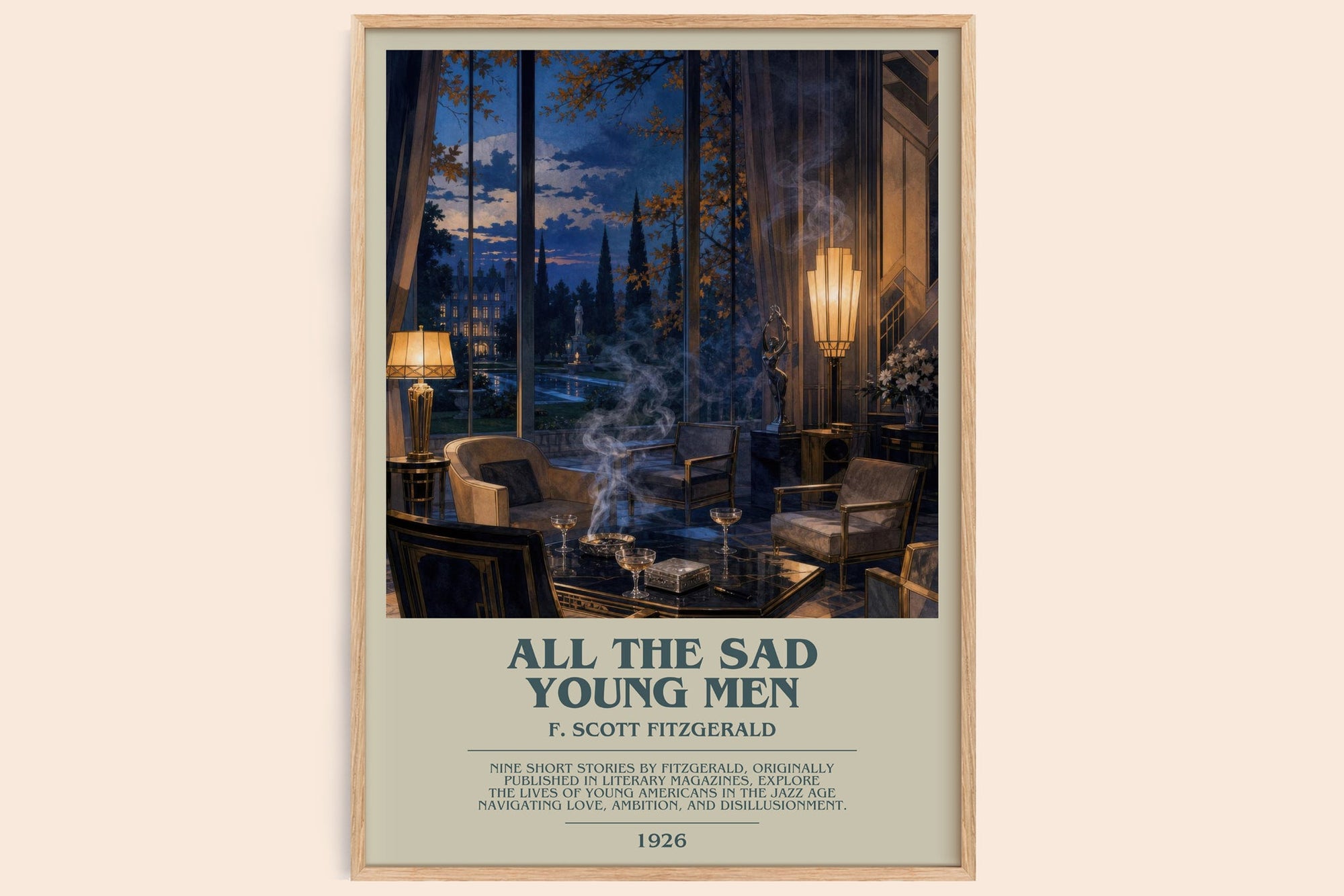 All The Sad Young Men bookish book poster by F. Scott Fitzgerald – framed literary art print