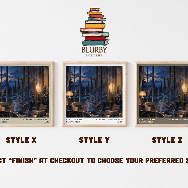 All The Sad Young Men literary print in frame leaning in hallway – literary fiction wall art
