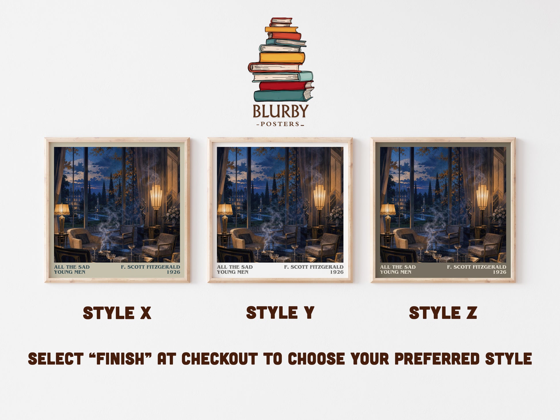 All The Sad Young Men literary print in frame leaning in hallway – literary fiction wall art