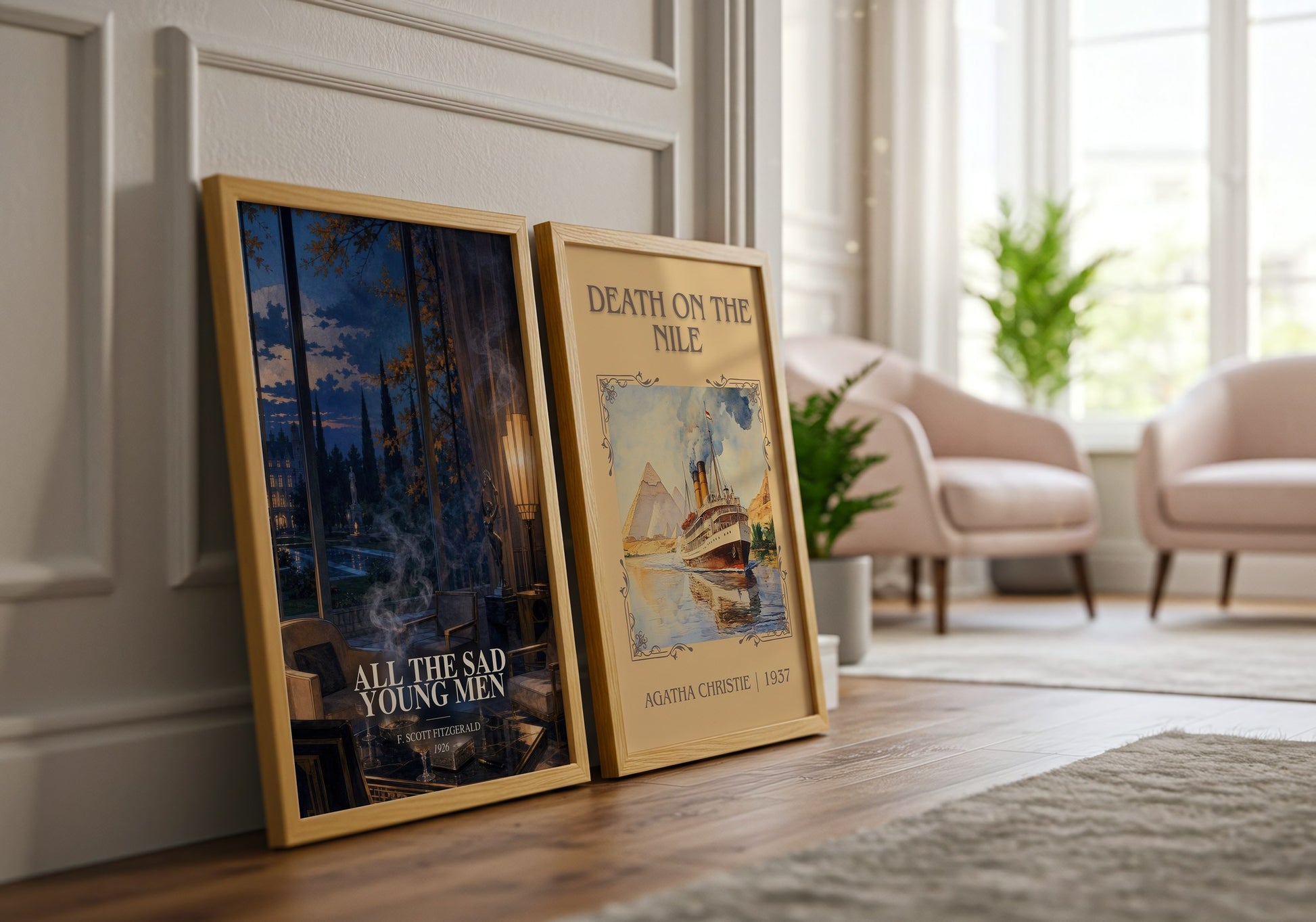 All The Sad Young Men watercolour print framed by window – literary home decor