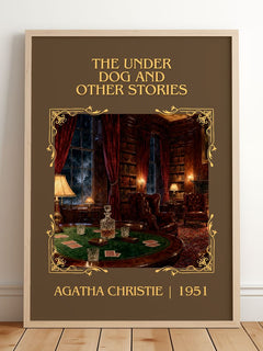 Under Dog And Other Stories Classic Book Art Print by Agatha Christie – framed print leaning on a wooden floor