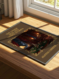 Under Dog And Other Stories Classic Book Art Print by Agatha Christie – print on a sunlit desk