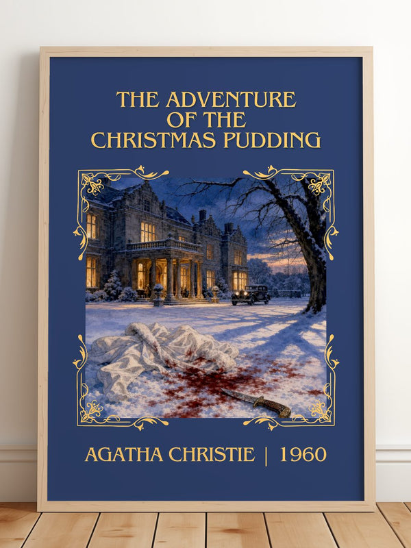 Adventure Of The Christmas Pudding Classic Book Art Print – framed print leaning on a wooden floor