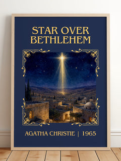 Star Over Bethlehem Classic Book Art Print by Agatha Christie – framed print leaning on a wooden floor