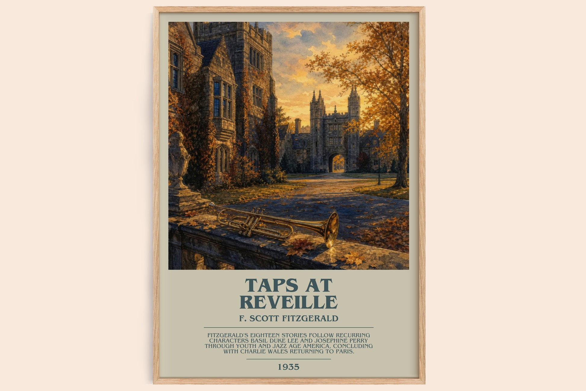 Taps At Reveille bookish book poster by F. Scott Fitzgerald – framed literary art print