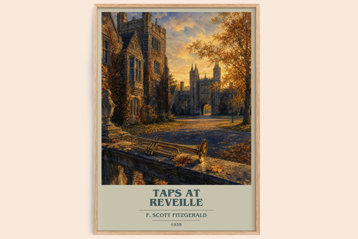 Taps At Reveille book cover book poster by F. Scott Fitzgerald – framed literary art print