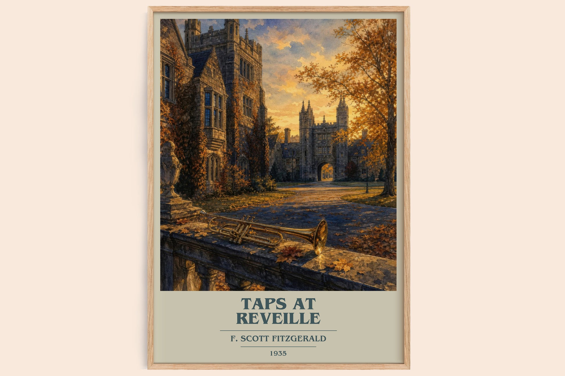 Taps At Reveille book cover book poster by F. Scott Fitzgerald – framed literary art print