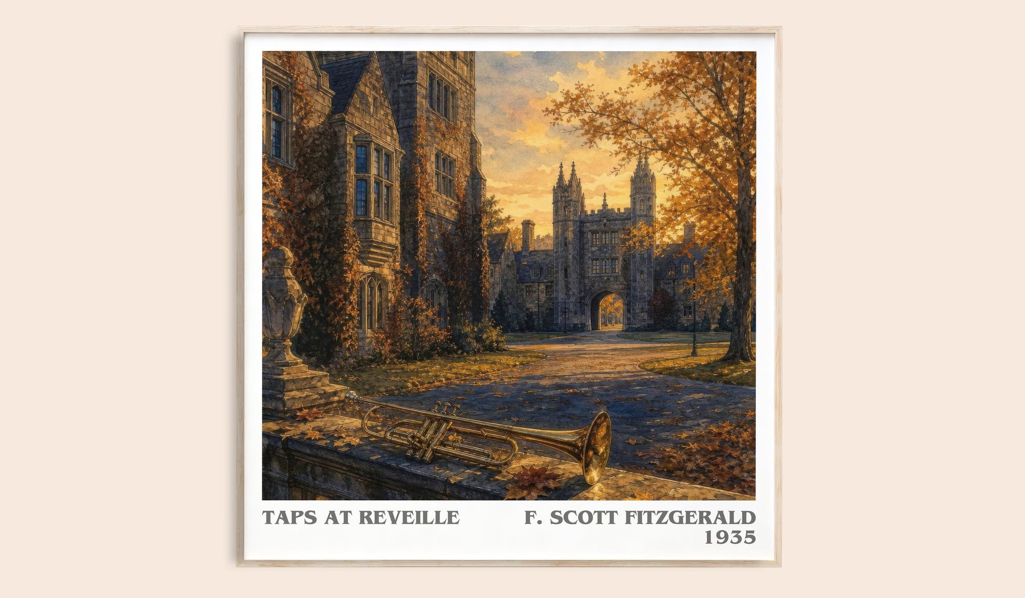 Taps At Reveille literary book poster by F. Scott Fitzgerald – framed literary art print