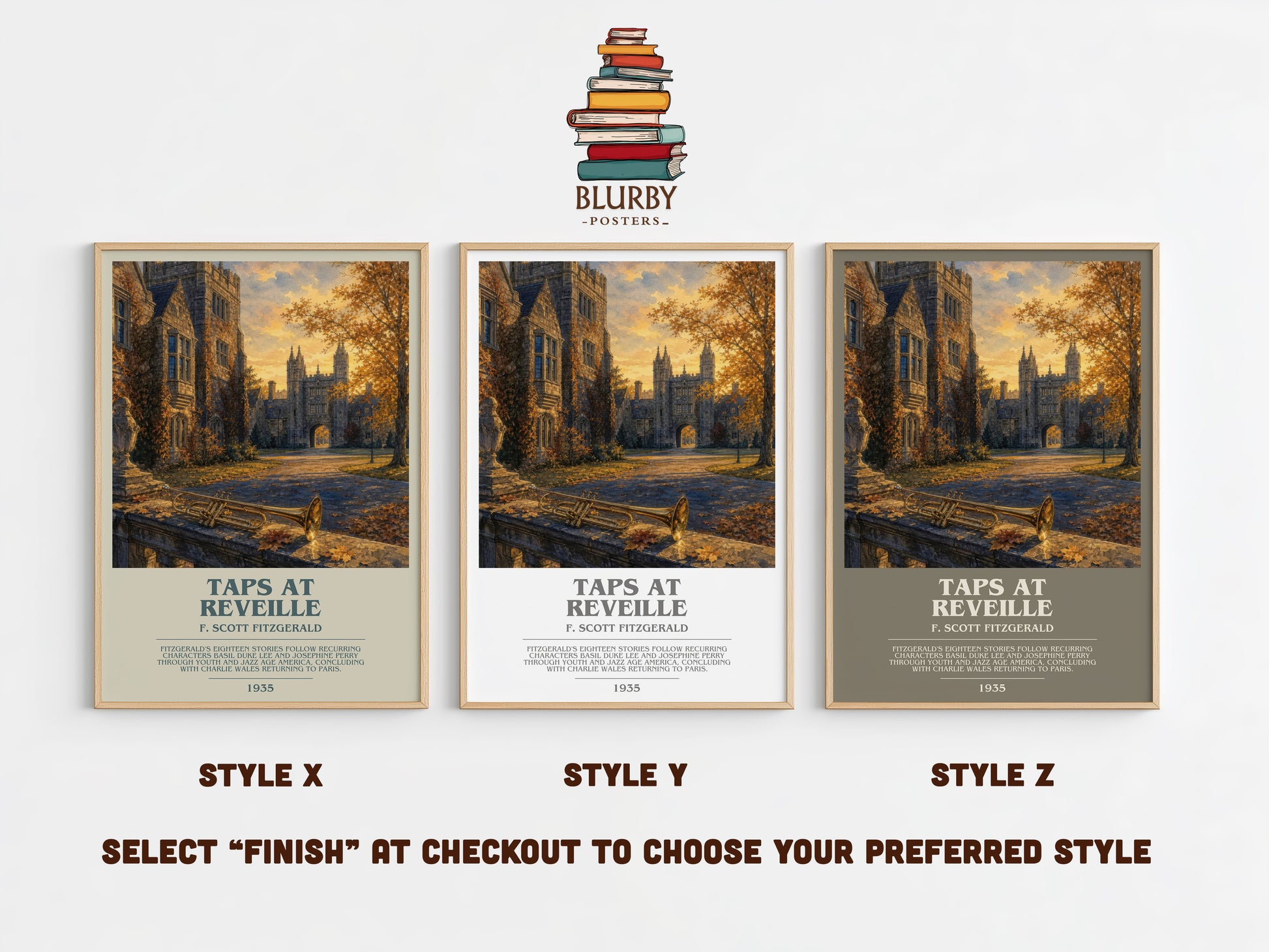 Taps At Reveille bookish print in frame leaning in hallway – literary fiction wall art