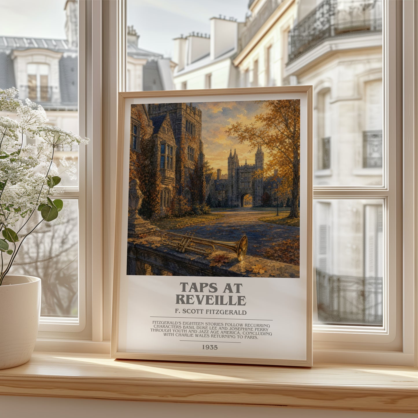 Taps At Reveille bookish poster colour and style options – F. Scott Fitzgerald book art