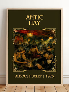 Antic Hay Classic Book Art Print by Aldous Huxley – framed print leaning on a wooden floor