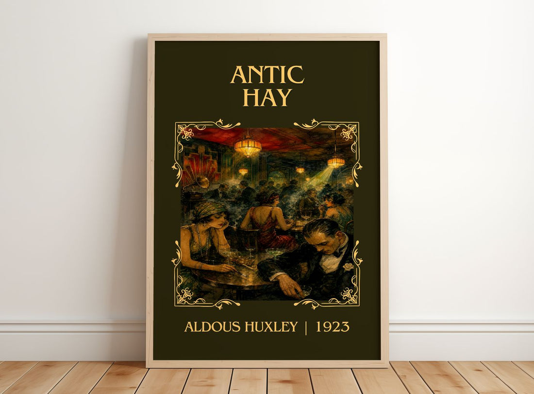 Antic Hay Classic Book Art Print by Aldous Huxley – framed print leaning on a wooden floor
