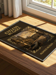 Eyeless In Gaza Classic Book Art Print by Aldous Huxley – print on a sunlit desk