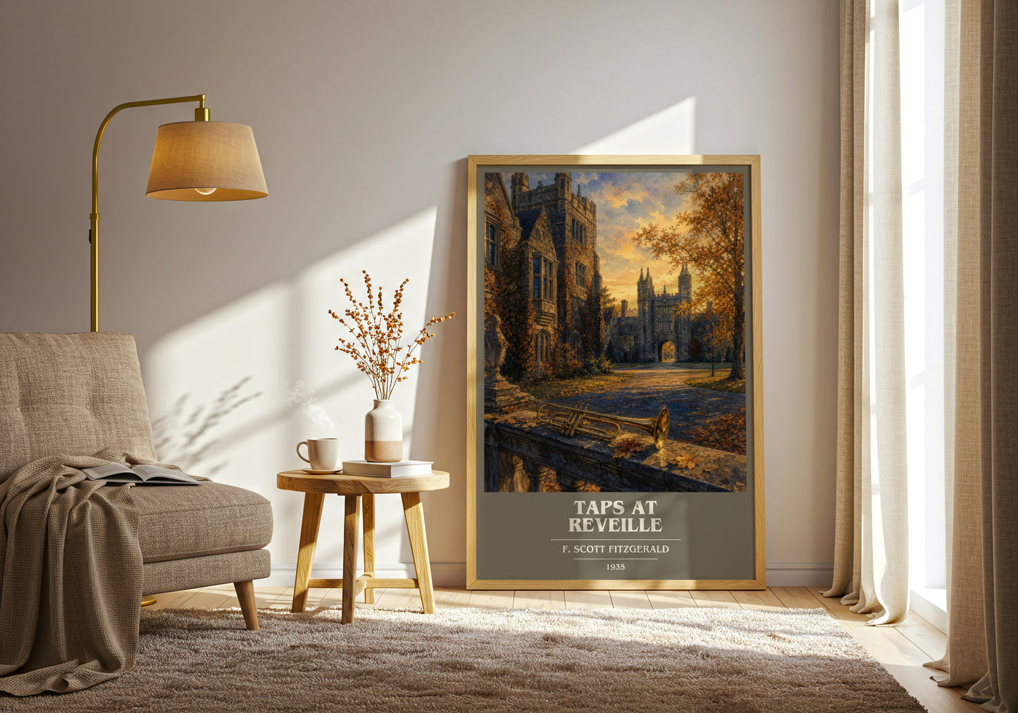 Taps At Reveille book cover print on bookshelf – F. Scott Fitzgerald fan gift