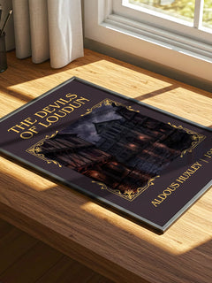 The Devils Of Loudun Classic Book Art Print by Aldous Huxley – print on a sunlit desk