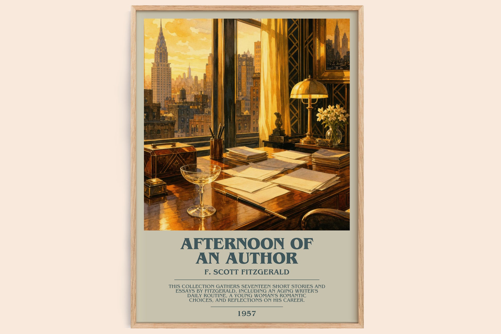 Afternoon Of An Author bookish book poster by F. Scott Fitzgerald – framed literary art print