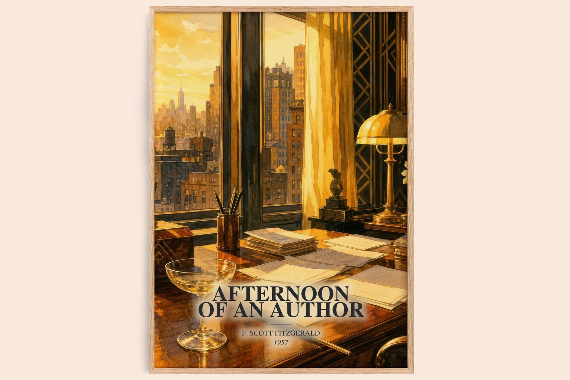 Afternoon Of An Author watercolour book poster by F. Scott Fitzgerald – framed literary art print