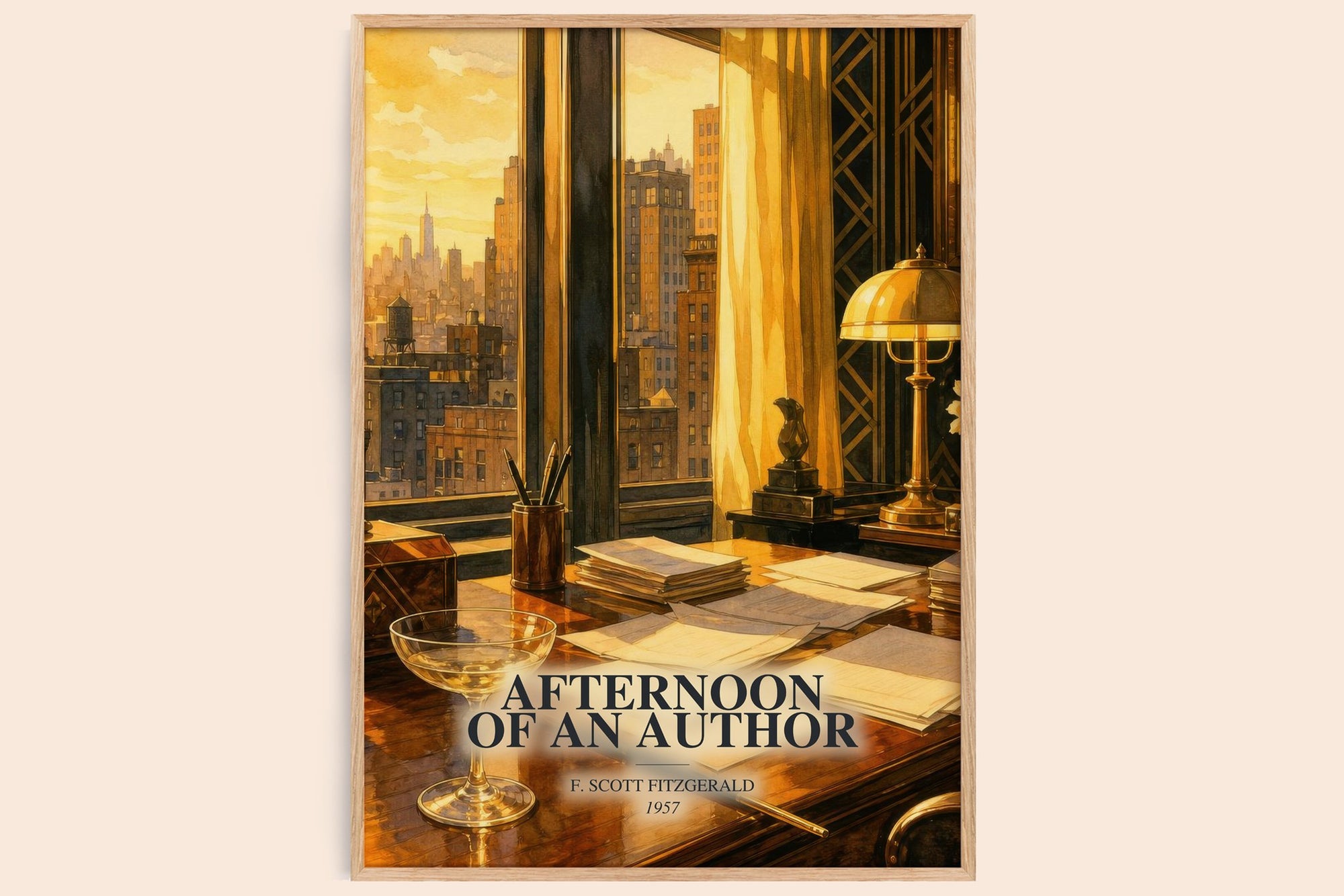 Afternoon Of An Author watercolour book poster by F. Scott Fitzgerald – framed literary art print