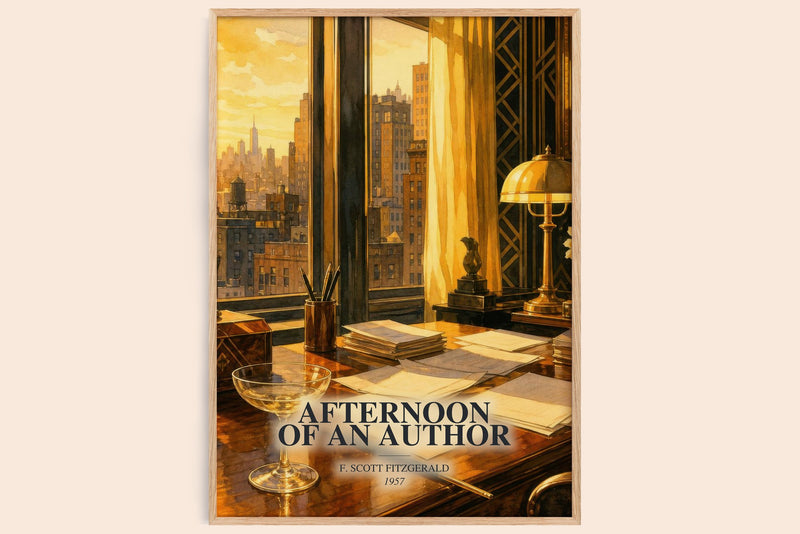 Afternoon Of An Author watercolour book poster by F. Scott Fitzgerald – framed literary art print