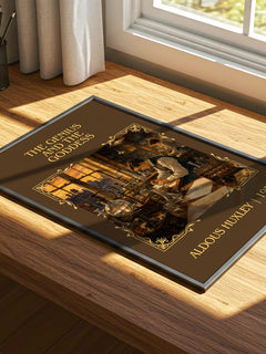 The Genius And The Goddess Classic Book Art Print by Aldous Huxley – print on a sunlit desk
